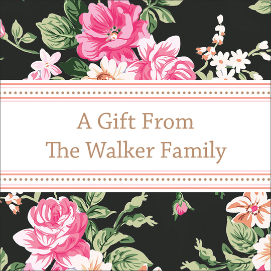 Black Vintage Roses Square Gift Stickers